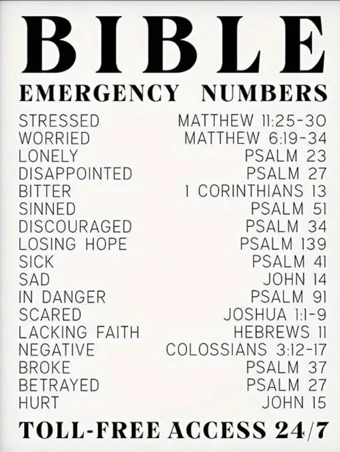 Bible Emergency Numbers (No Frame)